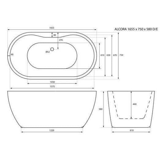 Trojan Alcora 1655mm Freestanding Bath - Bathroom Shack