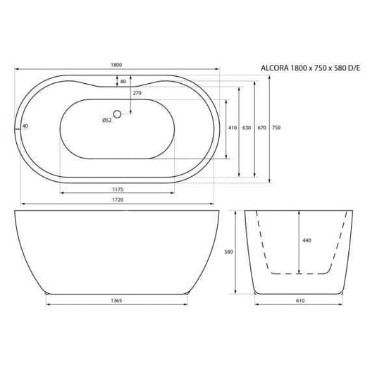 Trojan Alcora 1800mm Freestanding Bath - Bathroom Shack
