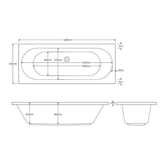 Trojan Cascade 1600 x 750mm Trojancast Double Ended Bath - Bathroom Shack