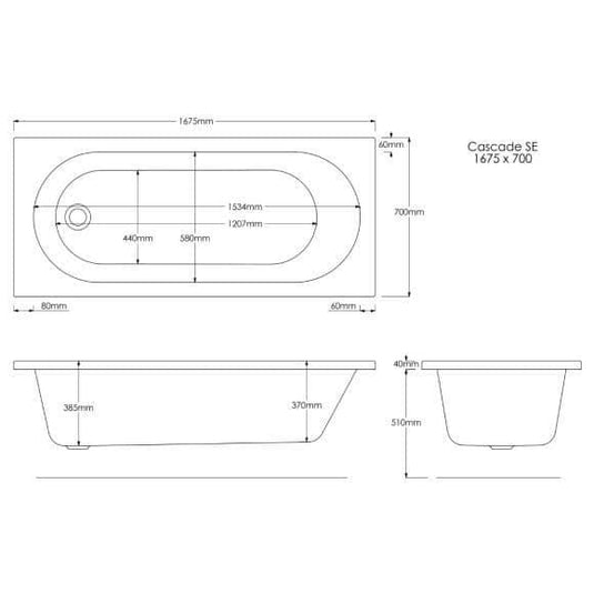 Trojan Cascade 1675 x 700mm Trojancast Single Ended Bath - Bathroom Shack