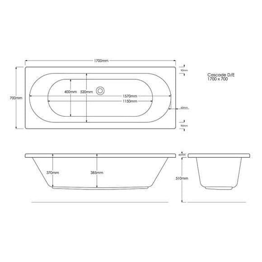 Trojan Cascade 1700 x 700mm Trojancast Double Ended Bath - Bathroom Shack