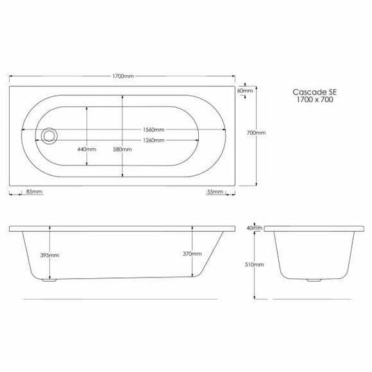 Trojan Cascade 1700 x 700mm Trojancast Single Ended Bath - Bathroom Shack