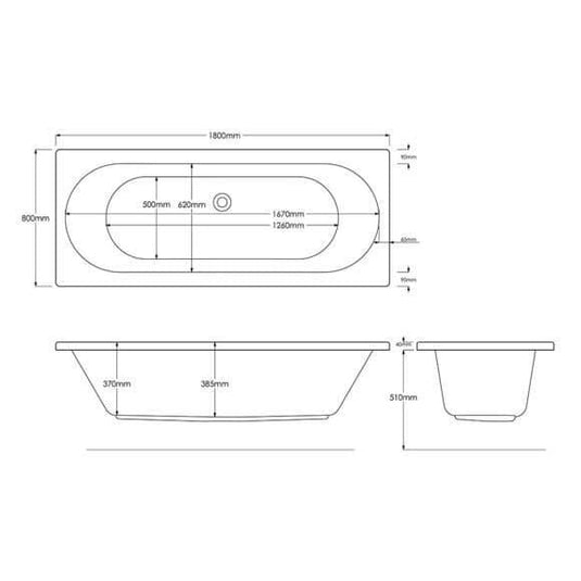 Trojan Cascade 1800 x 800mm Trojancast Double Ended Bath - Bathroom Shack