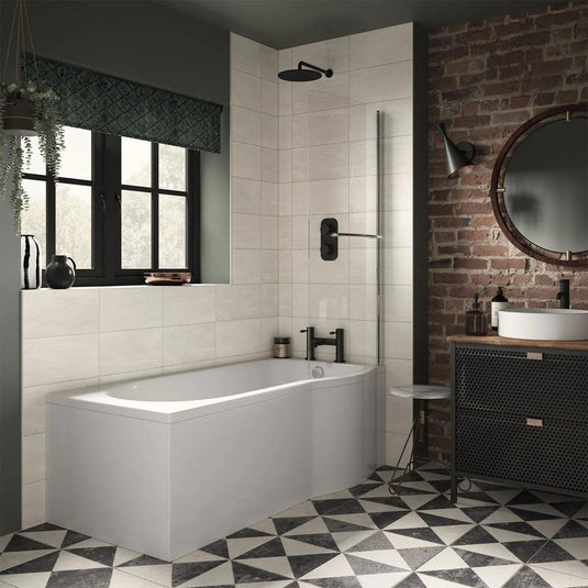 Trojan Concert Compact P Shape 1675mm Shower Bath with Panel & Screen (RH) - Bathroom Shack