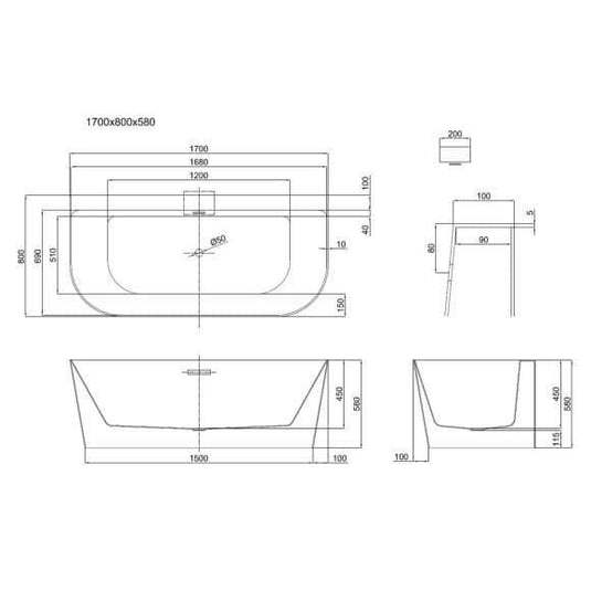 Trojan Darlington 1700 x 800mm Double Ended Freestanding Bath - Bathroom Shack