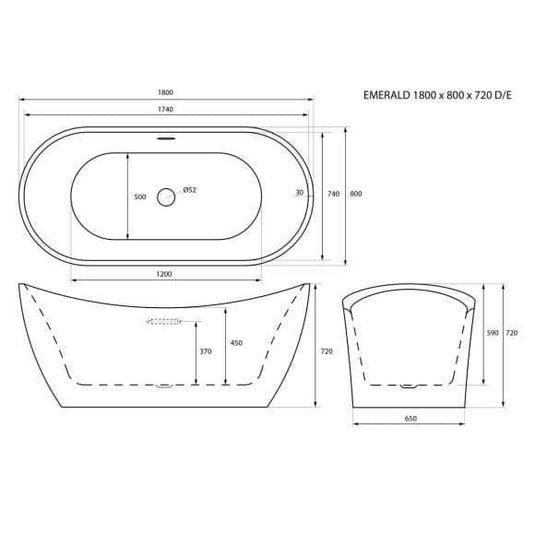 Trojan Emerald 1800mm Freestanding Double Slipper Bath - Bathroom Shack