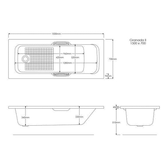 Trojan Granada 2 Trojancast Single Ended Bath with Grips 1675mm - Bathroom Shack