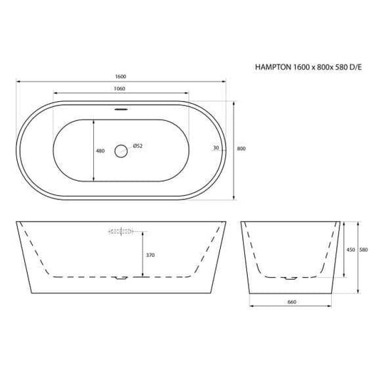 Trojan Hampton 1600mm Freestanding Double Ended Bath - Bathroom Shack