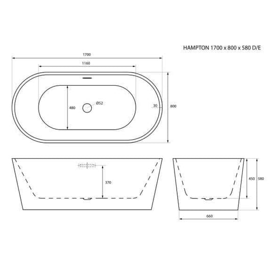 Trojan Hampton 1700mm Freestanding Double Ended Bath - Bathroom Shack