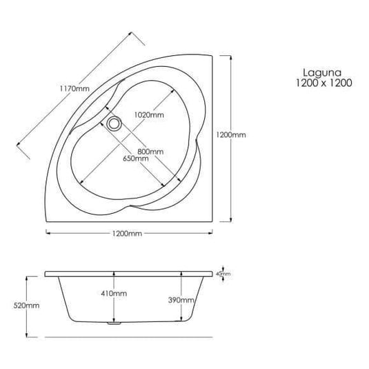 Trojan Laguna 1200mm Trojancast Corner Bath & Panel - Bathroom Shack