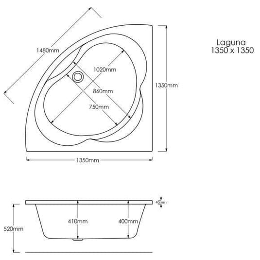 Trojan Laguna 1350mm Trojancast Corner Bath & Panel - Bathroom Shack