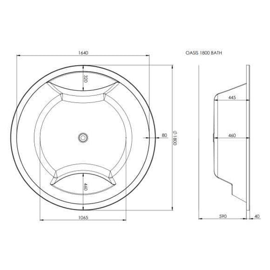 Trojan Oasis 1800mm Round Inset Super Deep Bath - Bathroom Shack