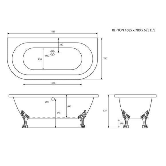 Trojan Repton 1685 x 780mm Freestanding Bath - Bathroom Shack
