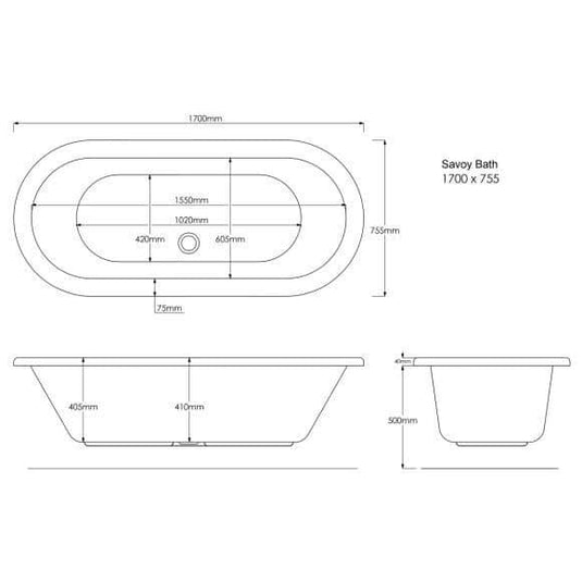 Trojan Savoy 1700mm Freestanding Double Ended Bath - Bathroom Shack