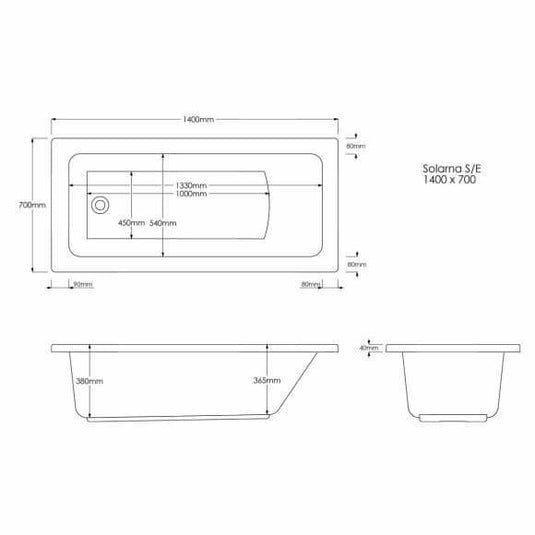 Trojan Solarna 1500 x 700mm Trojancast Single Ended Bath - Bathroom Shack