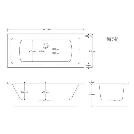 Trojan Solarna 1700 x 700mm Trojancast Double Ended Bath - Bathroom Shack