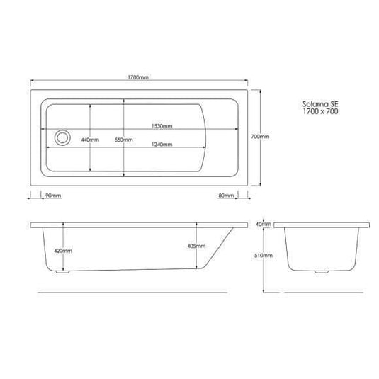 Trojan Solarna 1700 x 700mm Trojancast Single Ended Bath - Bathroom Shack