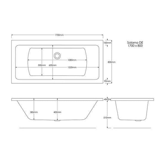 Trojan Solarna 1700 x 800mm Trojancast Double Ended Bath - Bathroom Shack
