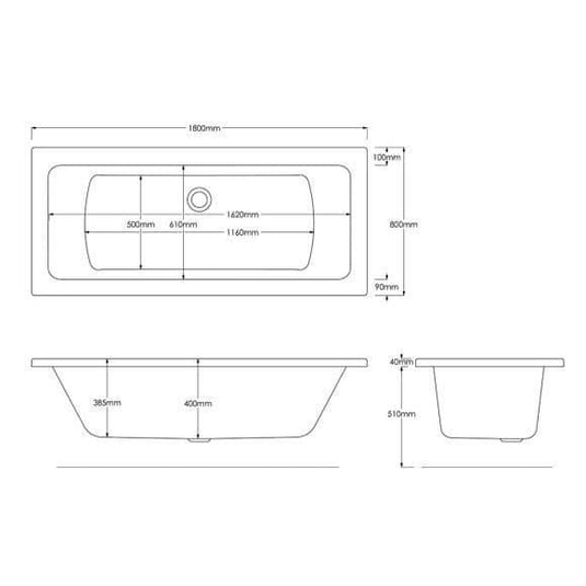 Trojan Solarna 1800 x 800mm Trojancast Double Ended Bath - Bathroom Shack