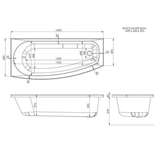 Trojan Space Saver Shower Bath with Panel & Bath Screen (LH) - Bathroom Shack
