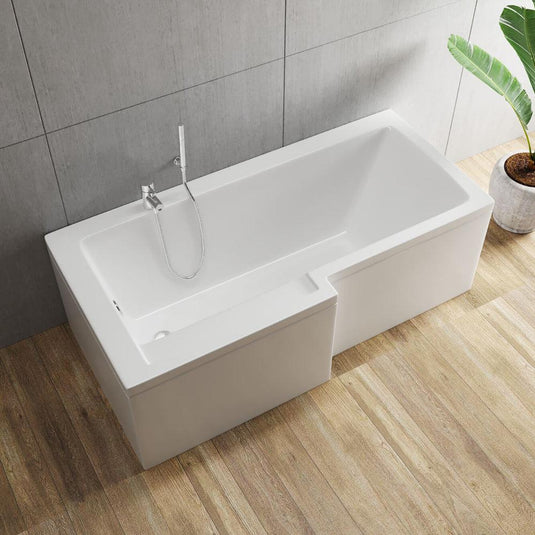 Vitra Neon L-Shaped Shower Bath Left Handed 1700mm x 750mm/850mm - 0 Tap Hole - Bathroom Shack