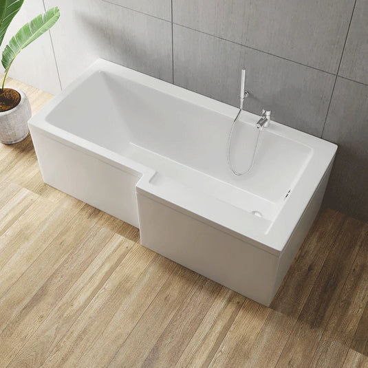 Vitra Neon L-Shaped Shower Bath - Right Handed - 1700mm x 750mm/850mm - Acrylic - Bathroom Shack
